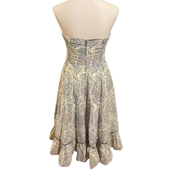 Anthropologie Girls from Savoy Swirled Paisley Strapless Dress Size 8 Fit Flare - Picture 3 of 13